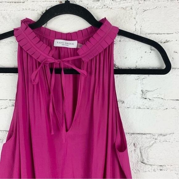 Ramy Brook Mindy Fuchsia Pink Pleated Smocked Blouse - Picture 6 of 13